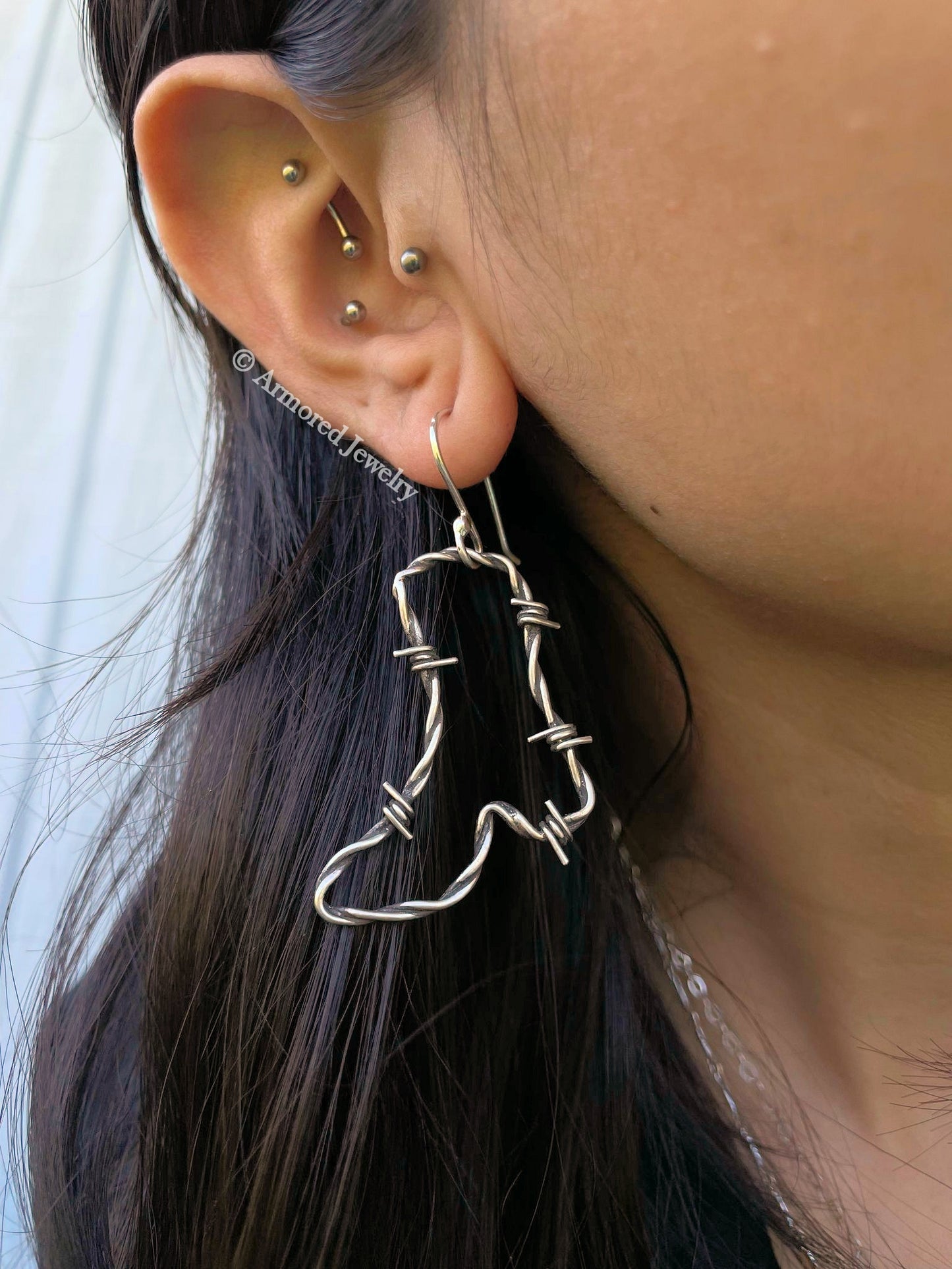 Sterling Silver Cowgirl Boots Barbed Wire Earrings