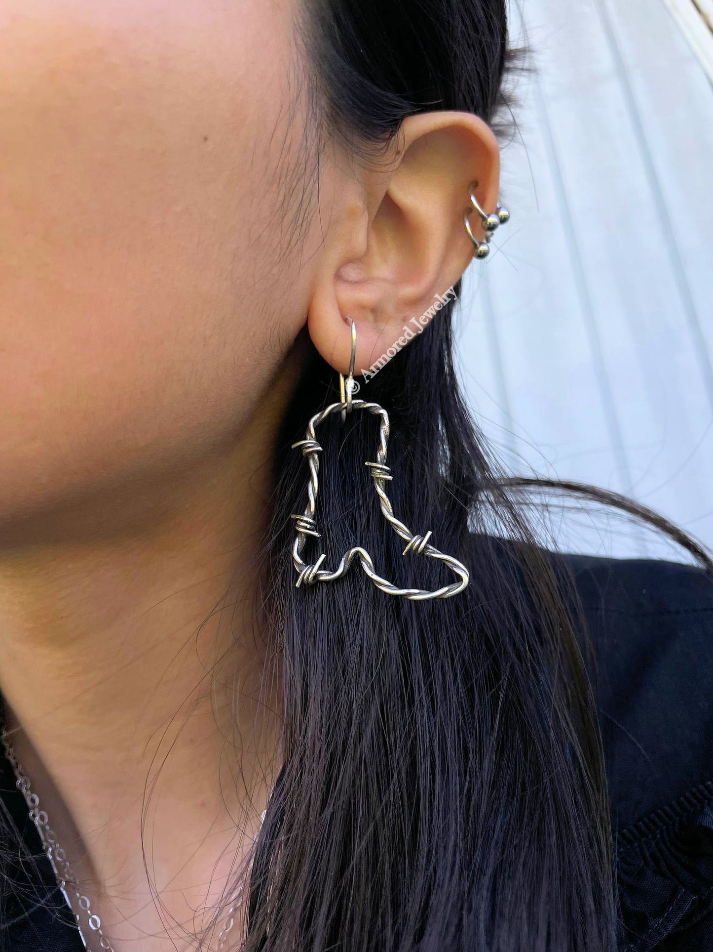 Sterling Silver Cowgirl Boots Barbed Wire Earrings