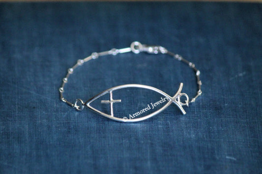 Sterling Silver Christian Ichthys Bracelet