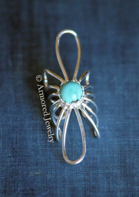 Sterling Silver Sunflower Turquoise Wrap around Ring