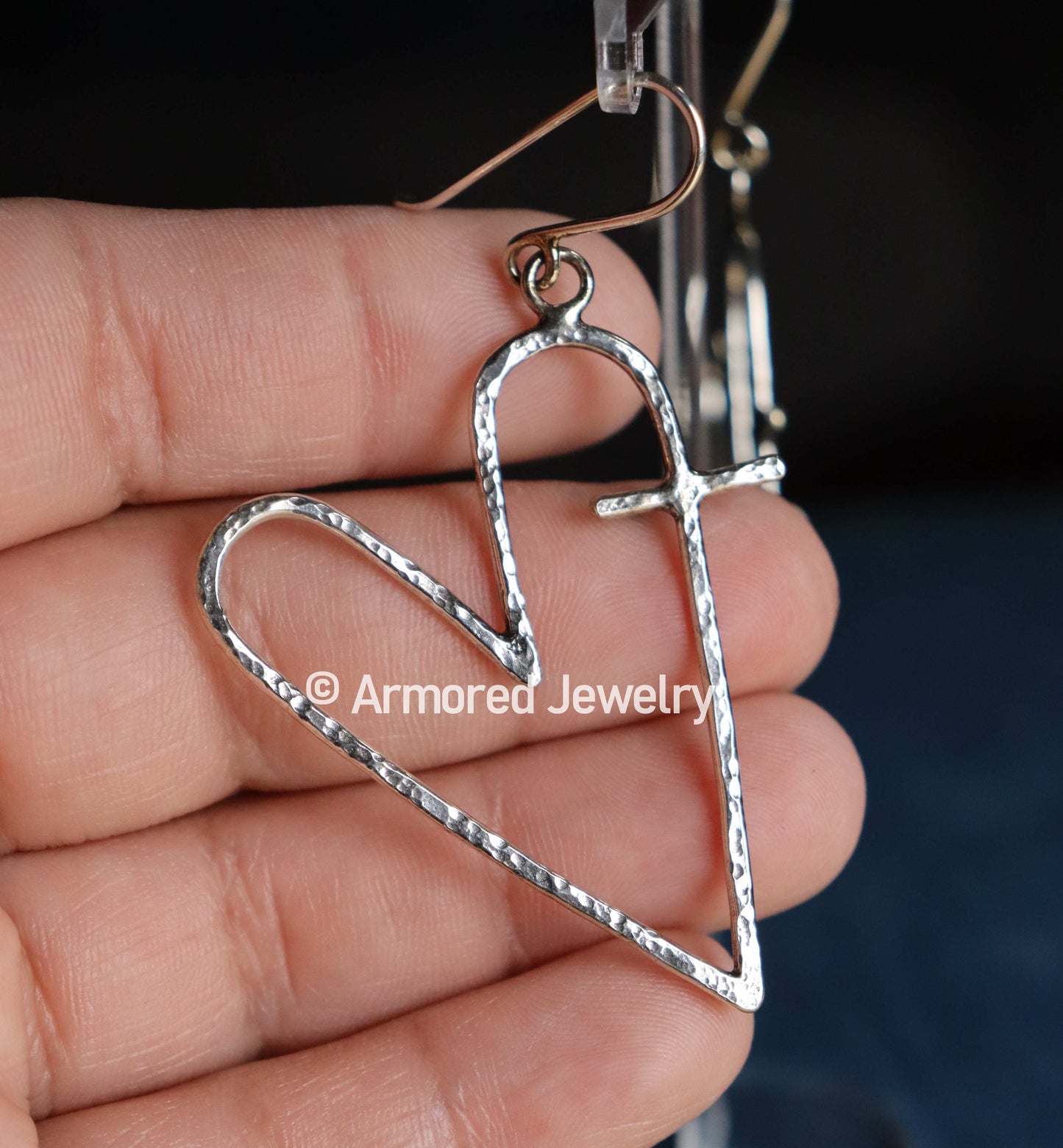 Sterling Silver Heart Cross Dangle Earrings