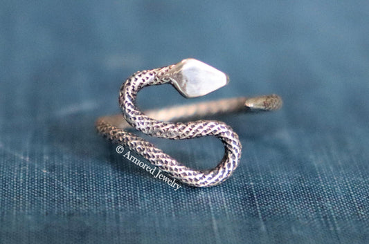 Sterling Silver Snake Adjustable Wrap Ring