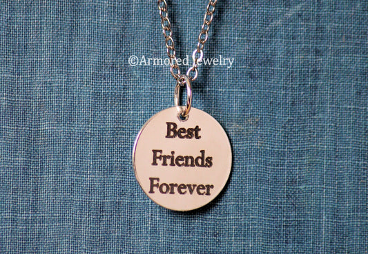 Medium Sterling Silver Personalized Round Disc Necklace