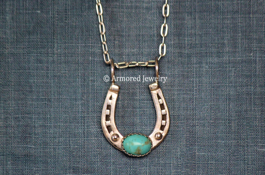 Sterling Silver Horseshoe & Turquoise Necklace