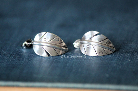 Sterling Silver Leaf Stud Earrings