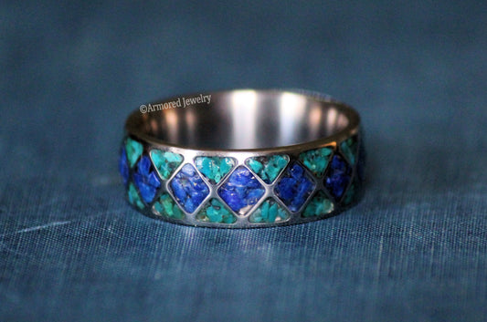 Titanium Inlay Diamond & Triangle Ring