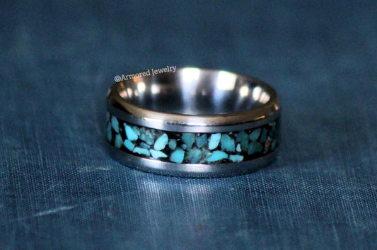 Stainless Steel Turquoise Inlay Ring