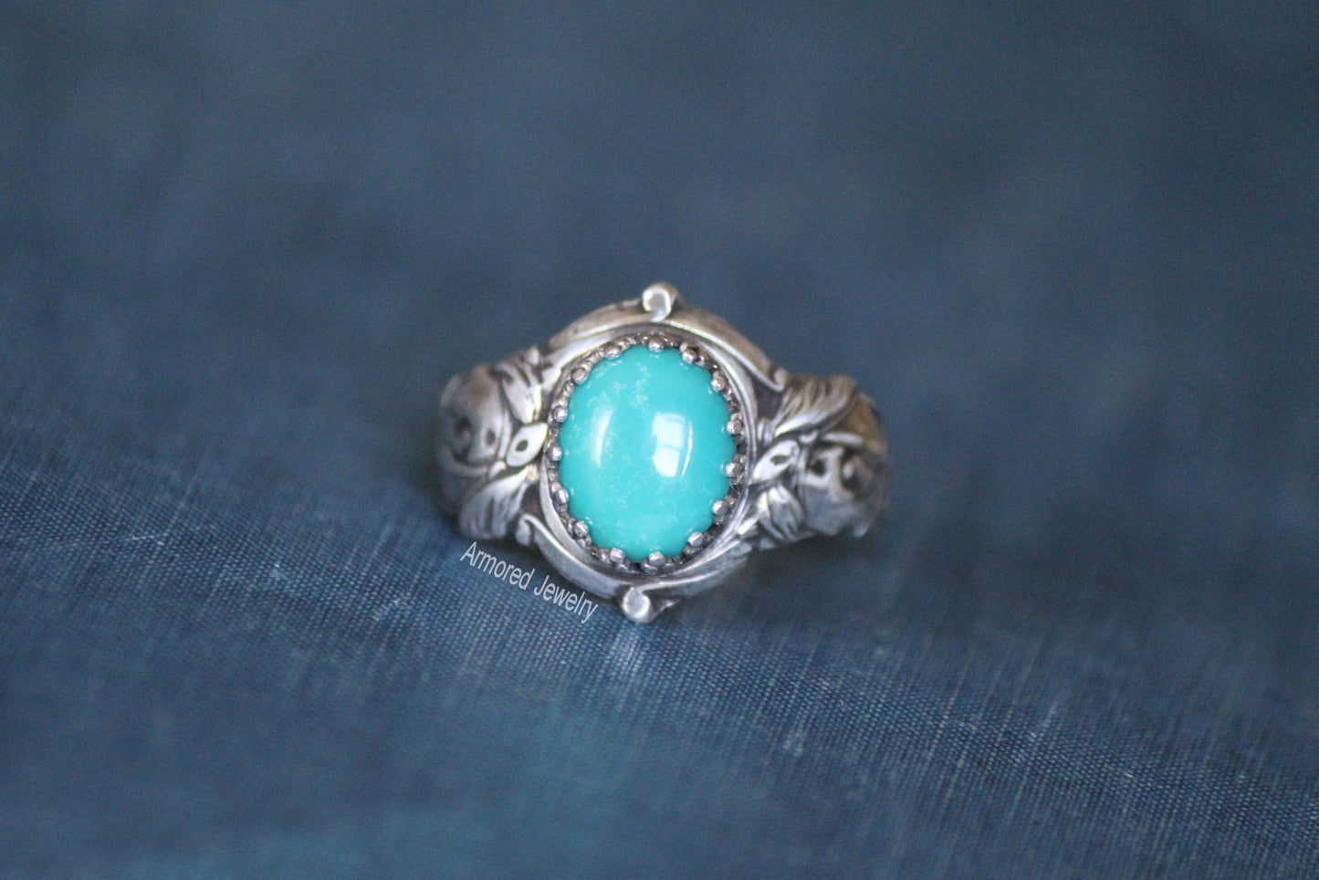 Sterling silver Horse Saddle Ring with Turquoise