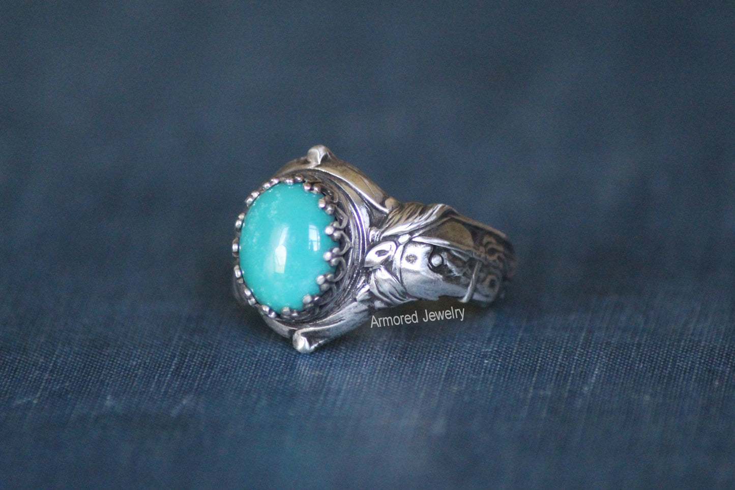 Sterling silver Horse Saddle Ring with Turquoise