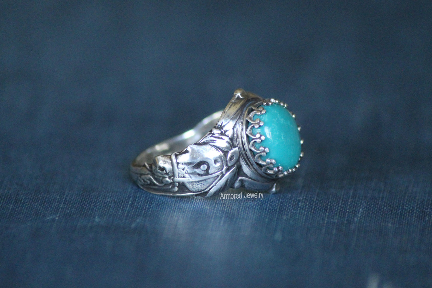 Sterling silver Horse Saddle Ring with Turquoise