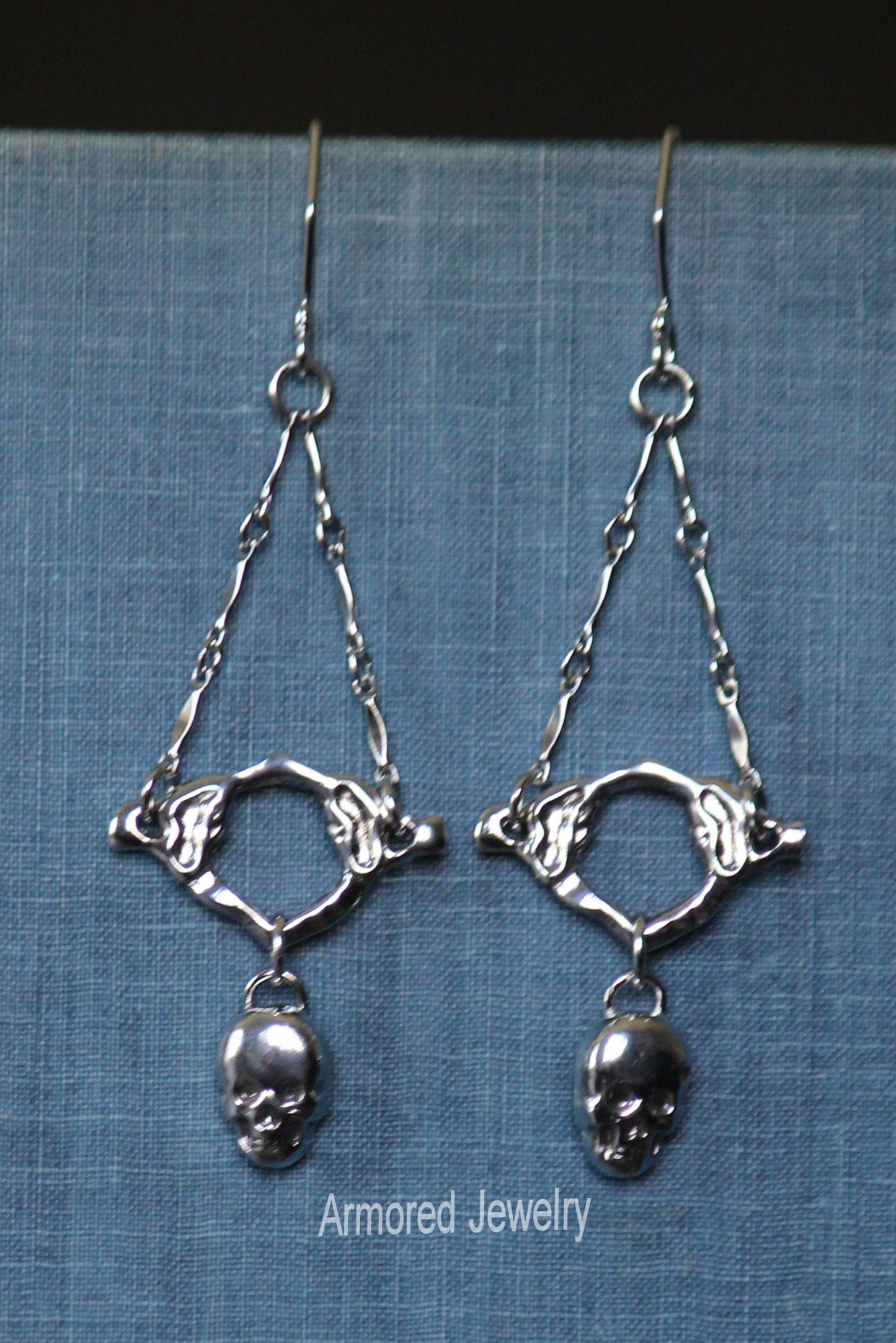 Sterling Silver Vertebrae Skull Earrings