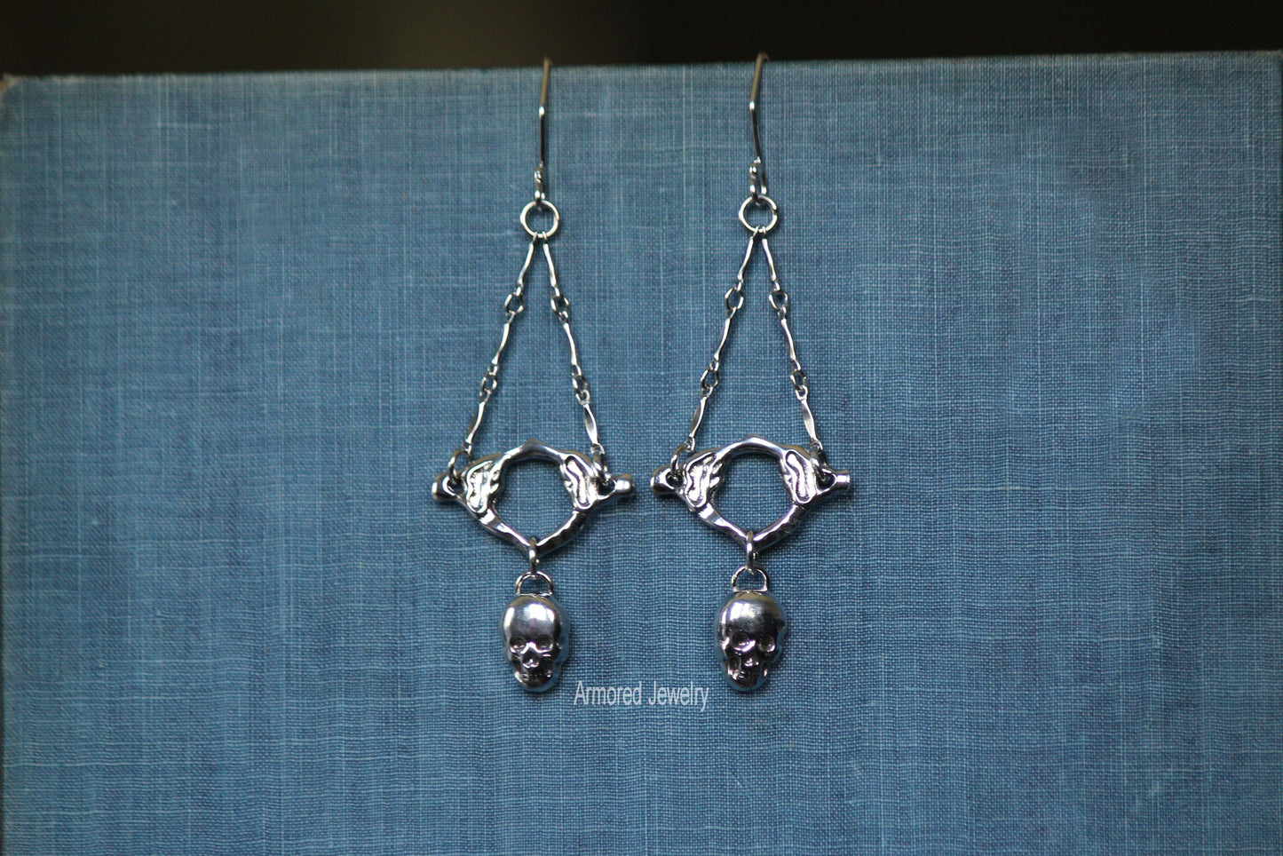 Sterling Silver Vertebrae Skull Earrings