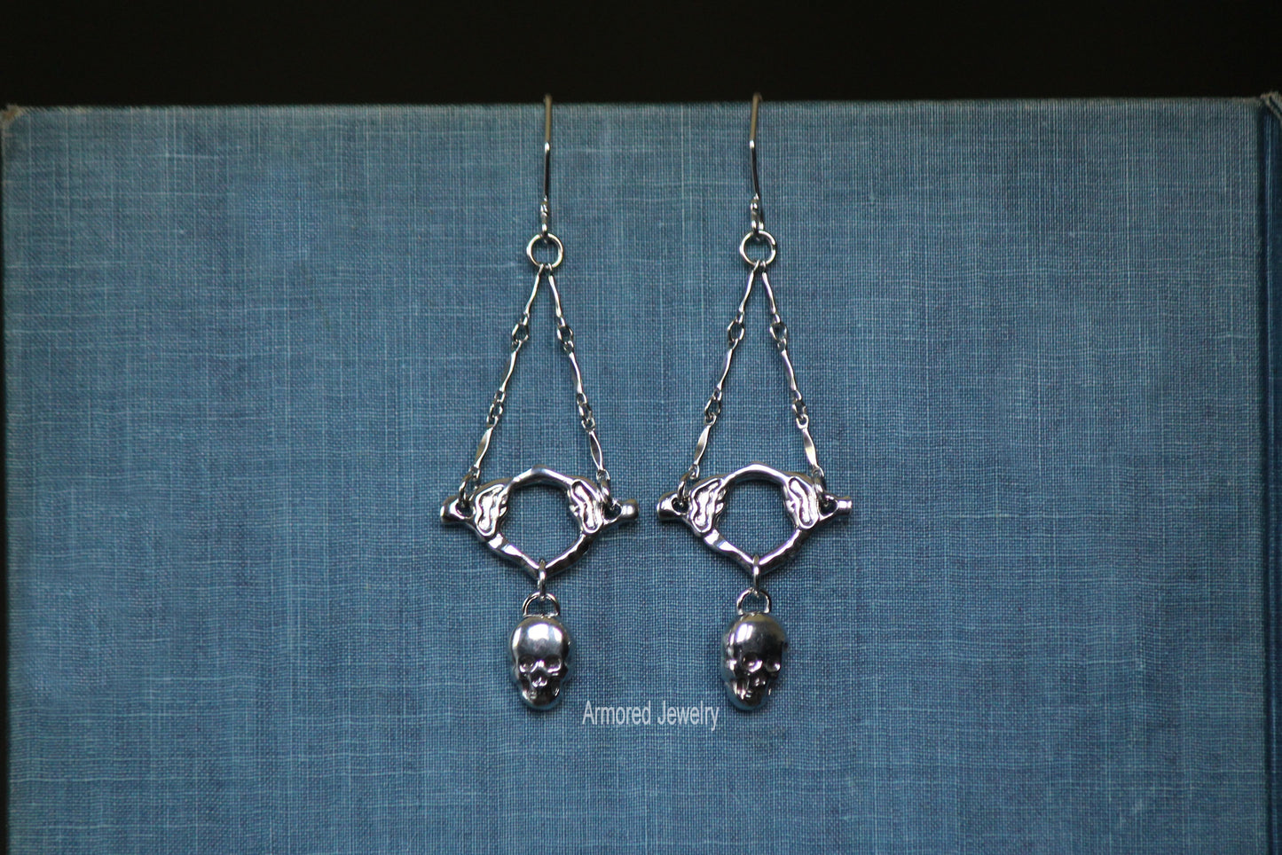 Sterling Silver Vertebrae Skull Earrings