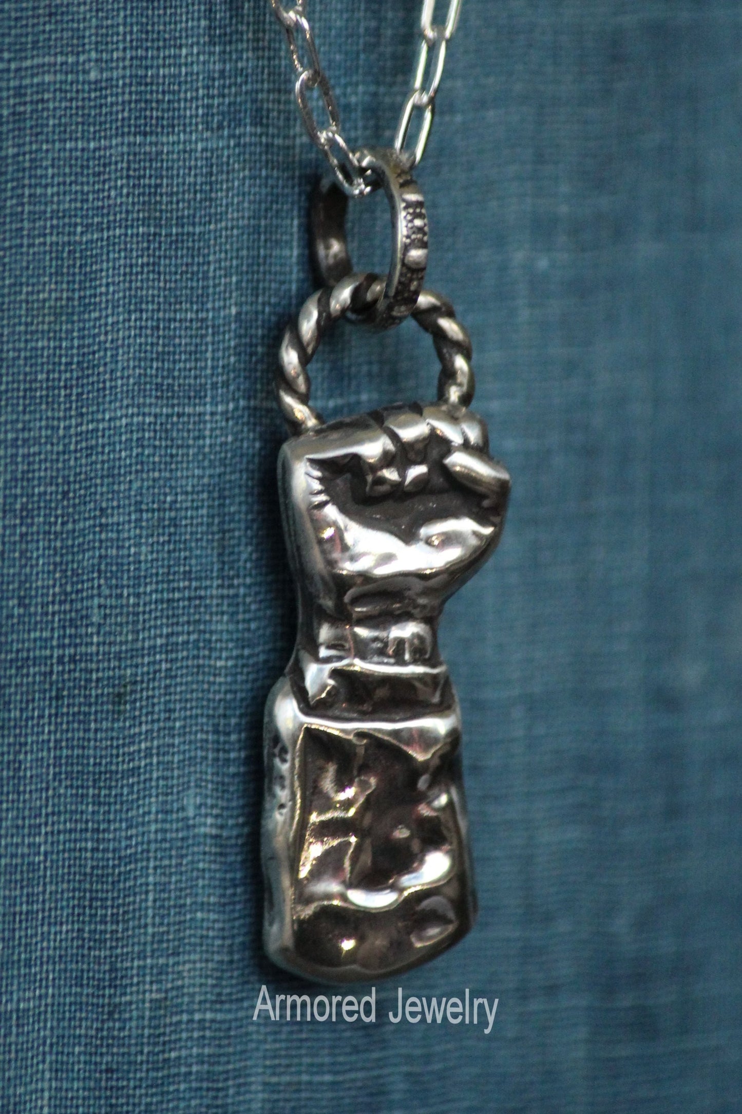 Sterling Silver Trump FIGHT Fist Pendant