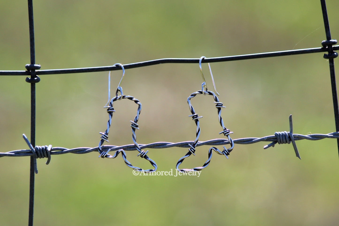 Sterling Silver Cowgirl Boots Barbed Wire Earrings