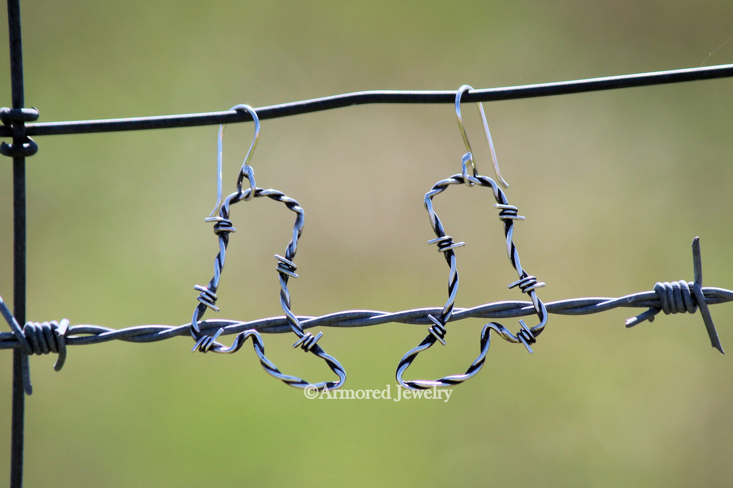 Sterling Silver Cowgirl Boots Barbed Wire Earrings