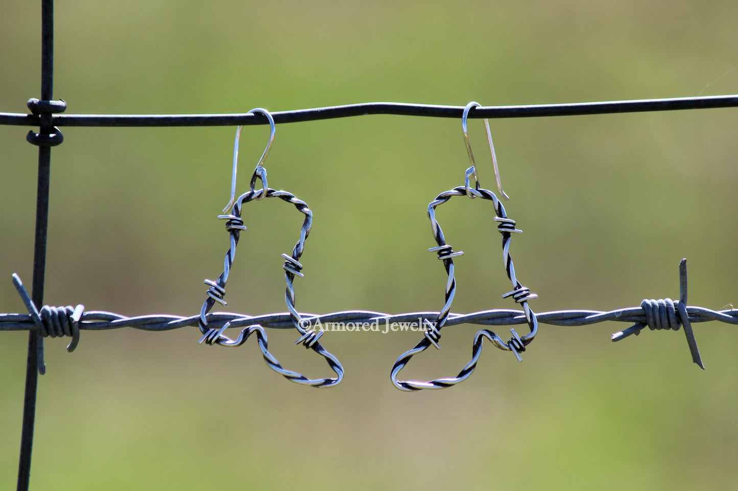 Sterling Silver Cowgirl Boots Barbed Wire Earrings