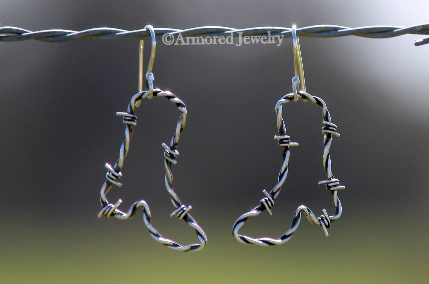 Sterling Silver Cowgirl Boots Barbed Wire Earrings