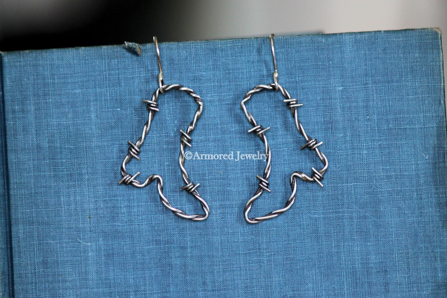 Sterling Silver Cowgirl Boots Barbed Wire Earrings