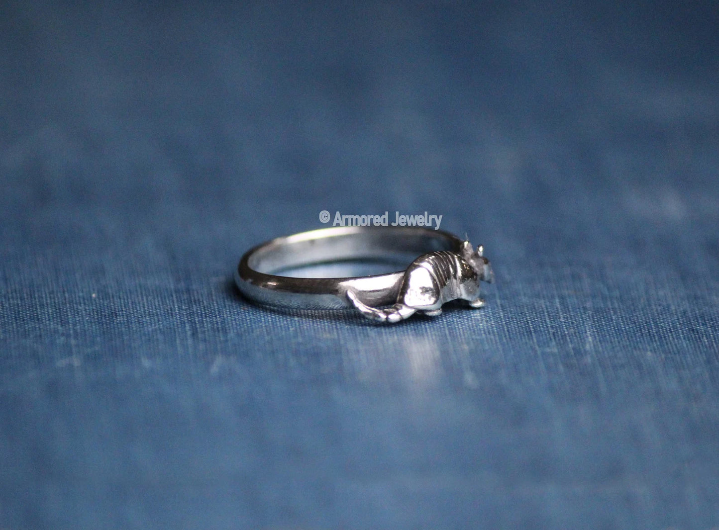 Sterling Silver Armadillo Ring on Comfort Band