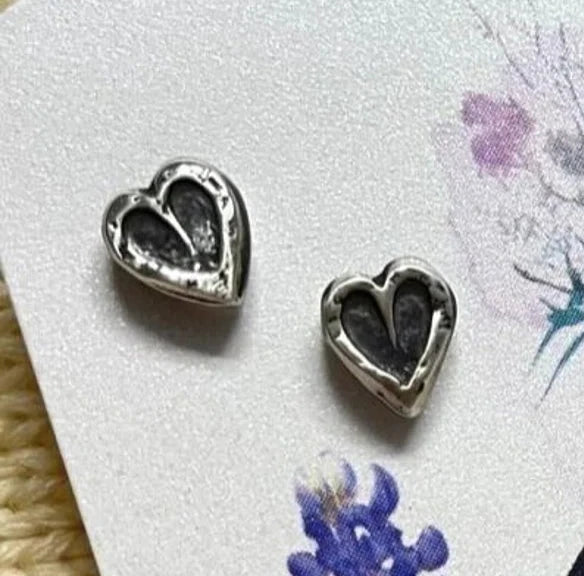 Sterling Silver Heart Stud Earrings