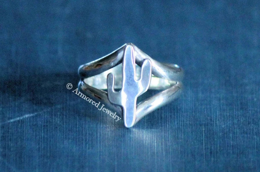 Sterling Silver Cactus Chevron Ring