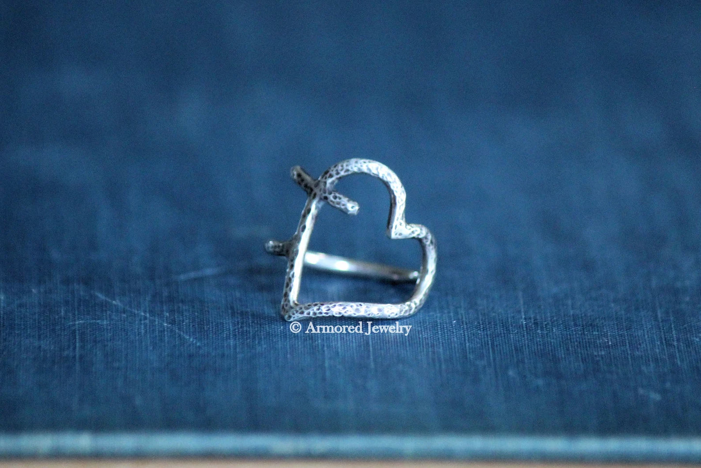 Sterling Silver Heart Cross Ring