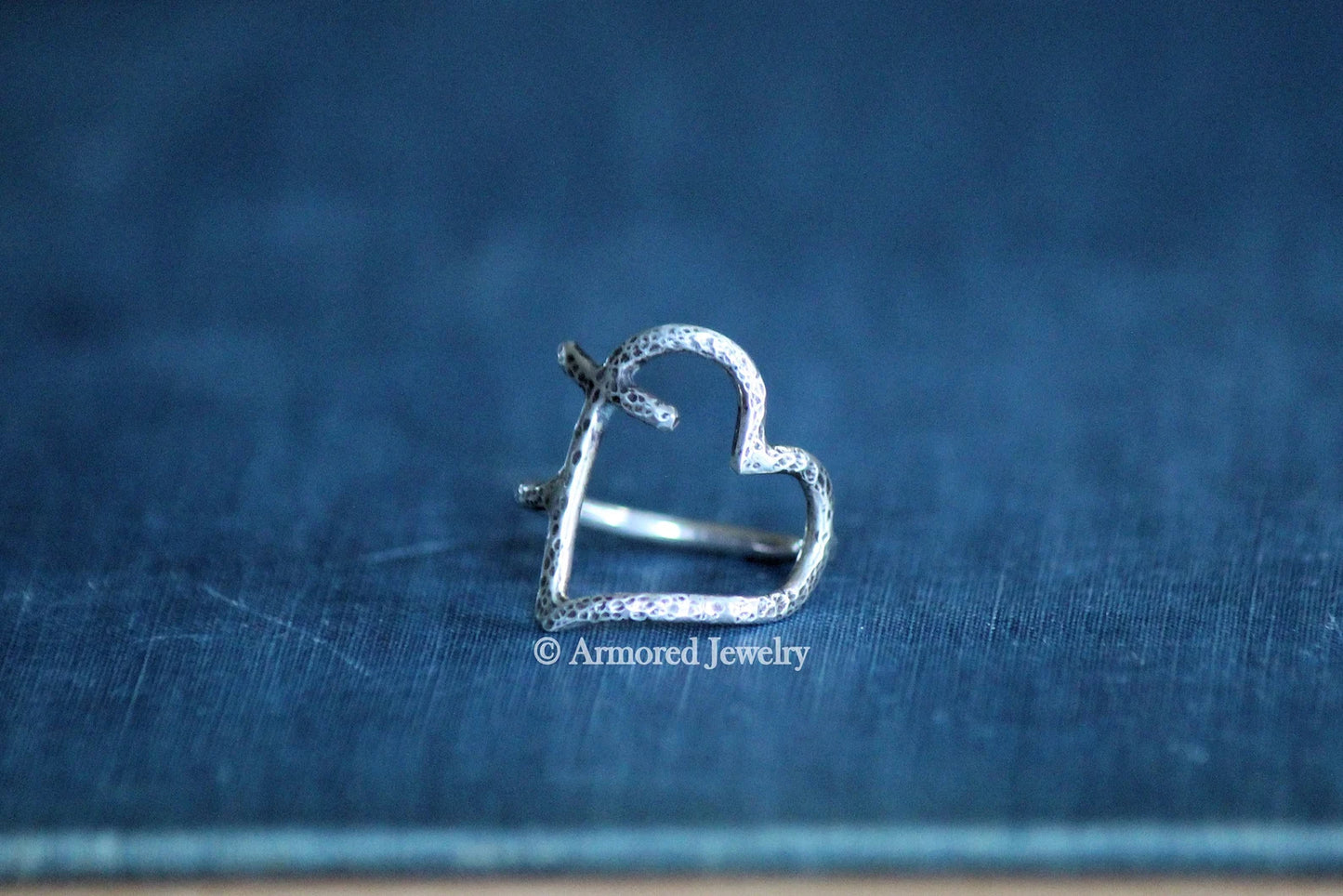 Sterling Silver Heart Cross Ring