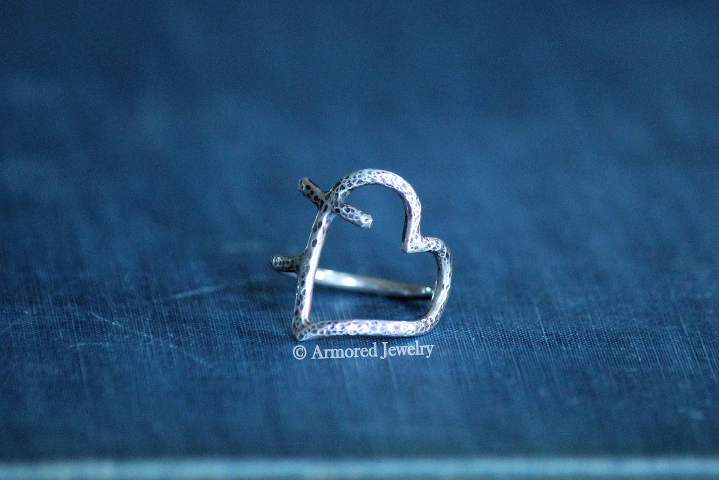 Sterling Silver Heart Cross Ring