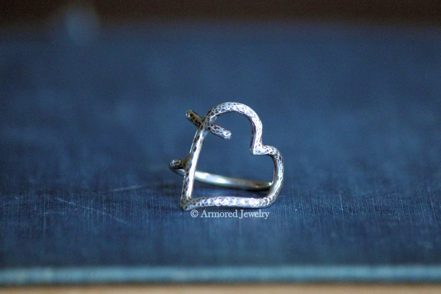 Sterling Silver Heart Cross Ring