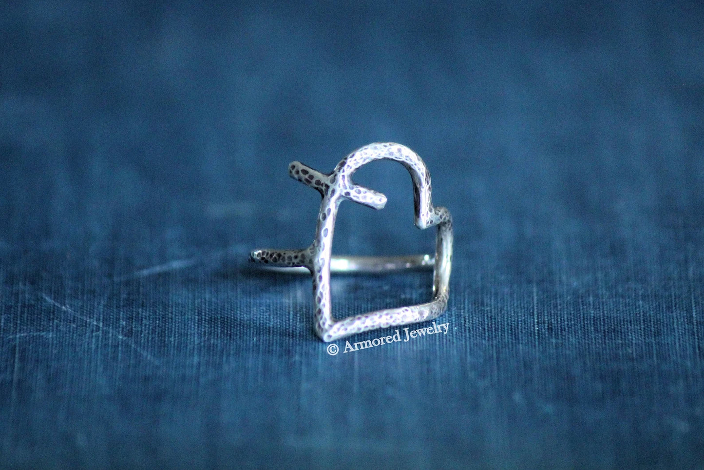 Sterling Silver Heart Cross Ring