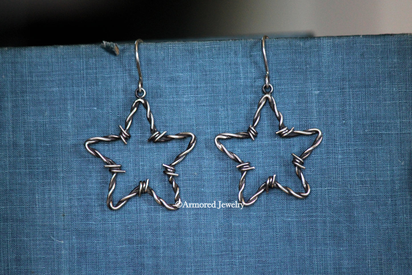 Sterling Silver Cowgirl Star Barbed Wire Earrings