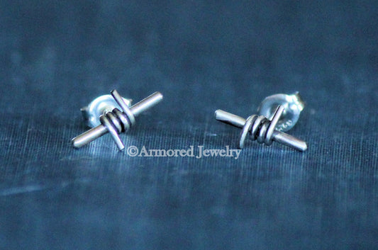 Sterling Silver Barbed Wire Stud Earrings