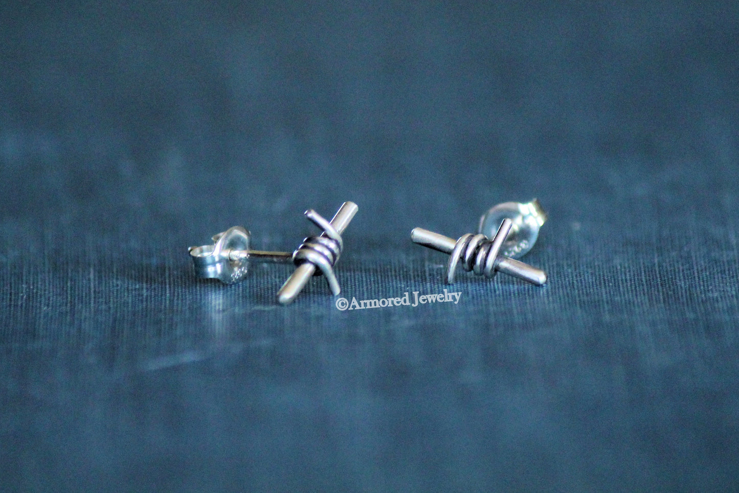 Sterling Silver Barbed Wire Stud Earrings