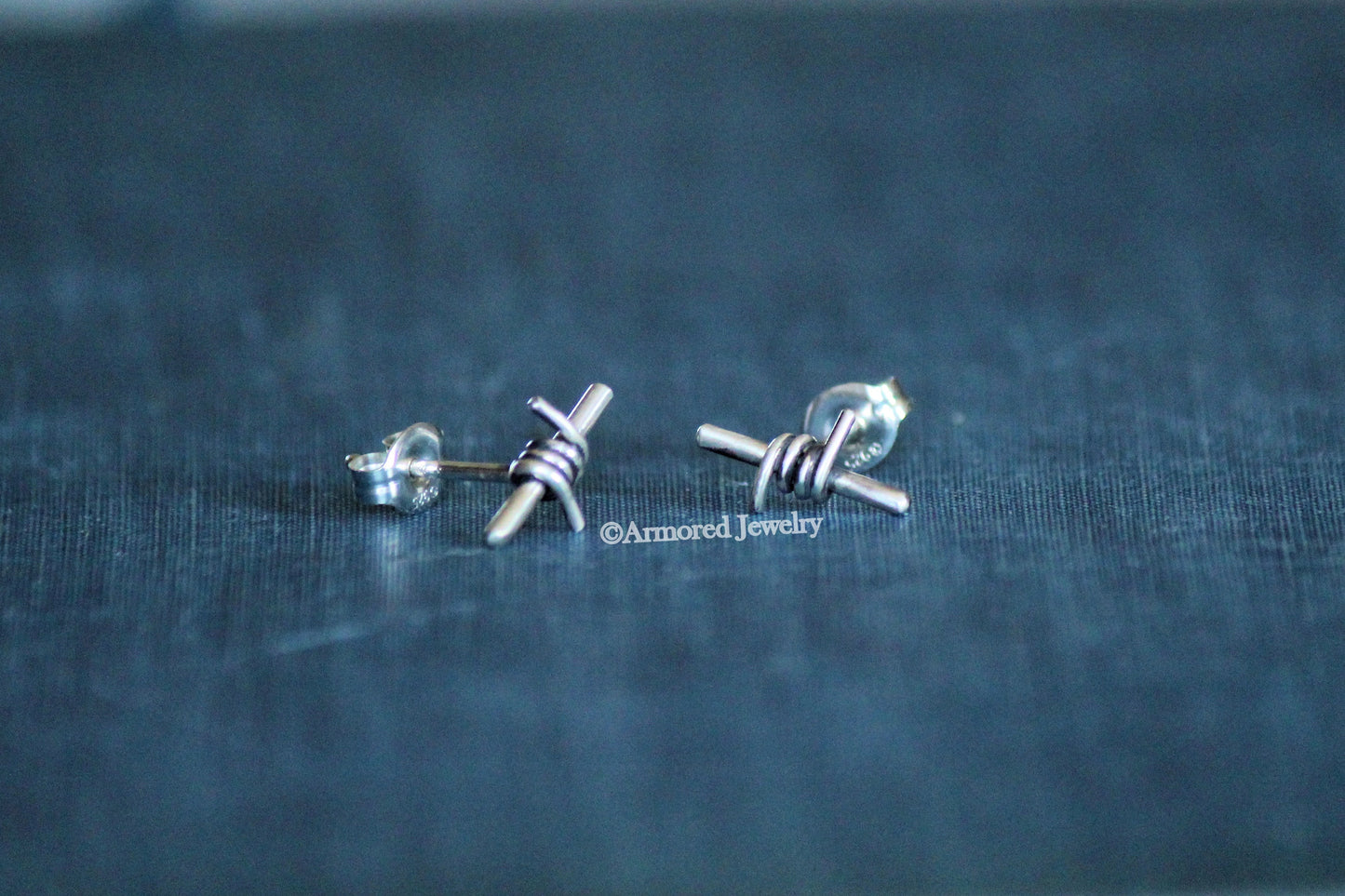 Sterling Silver Barbed Wire Stud Earrings