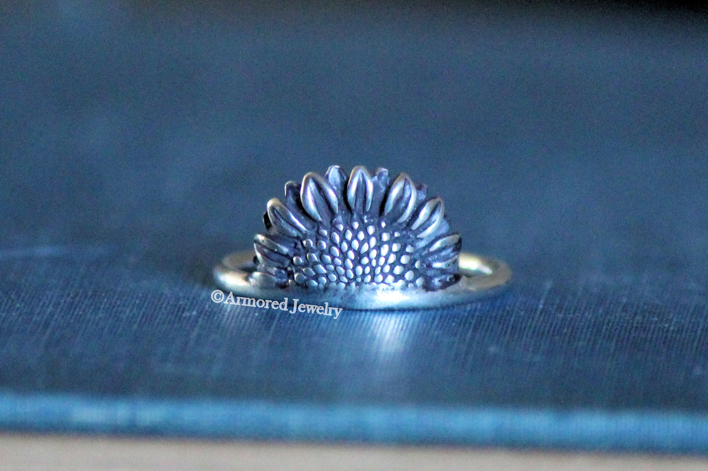 Sterling Silver Half Sunflower Ring