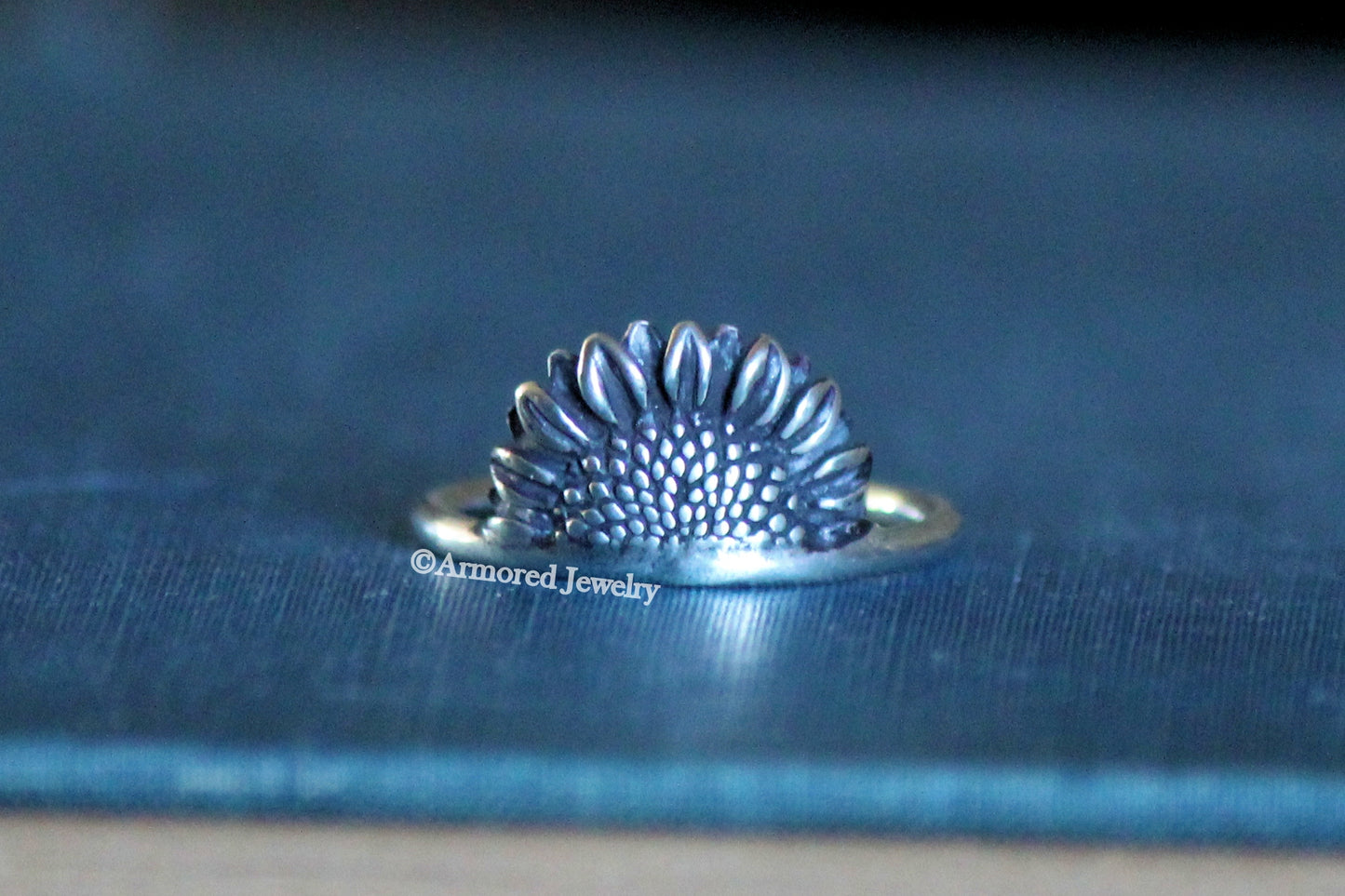 Sterling Silver Half Sunflower Ring