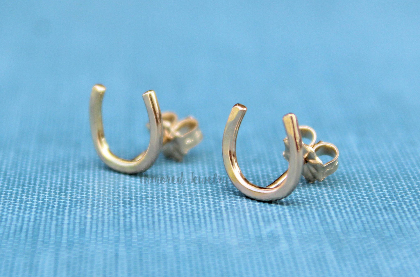 Gold Horseshoe Earring Studs