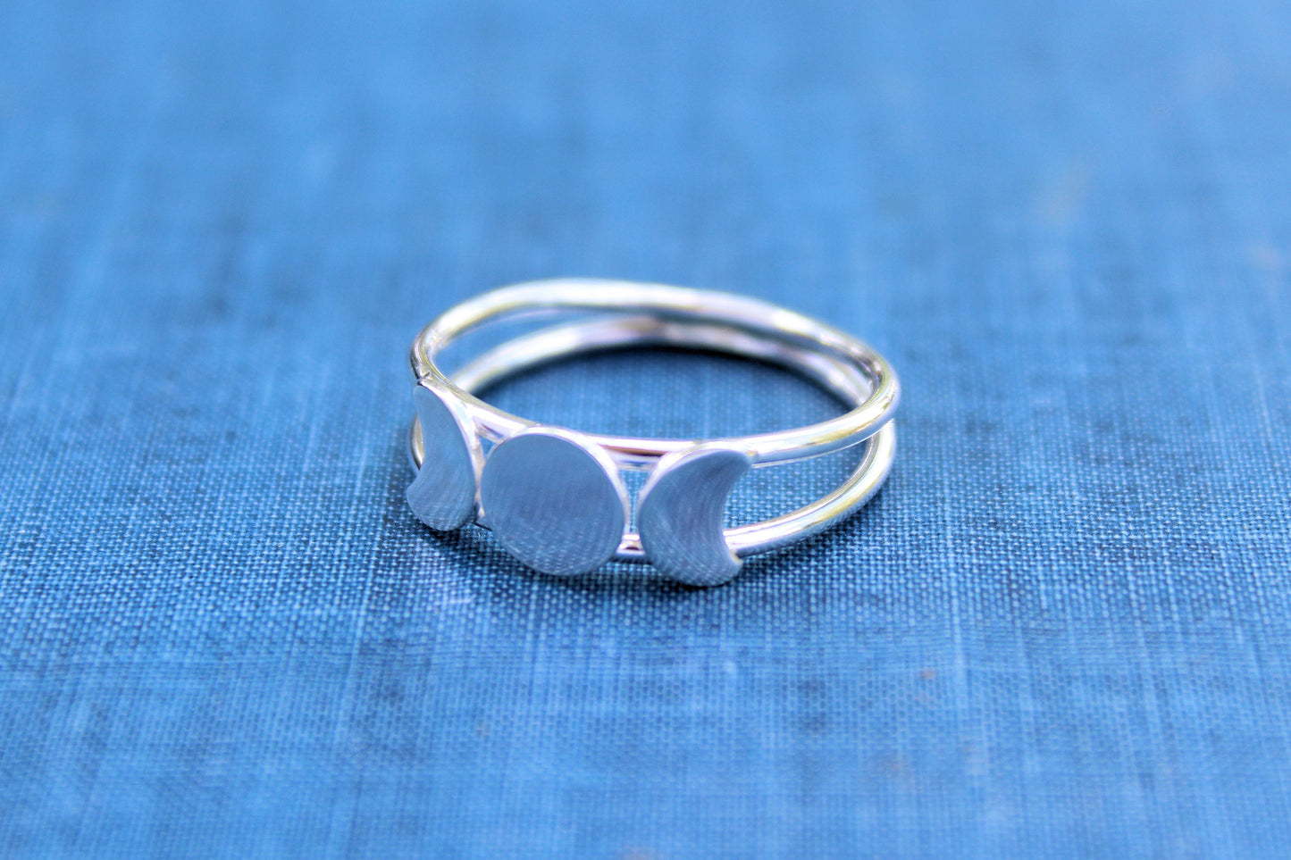 Sterling Silver Double Band Triple Goddess Ring