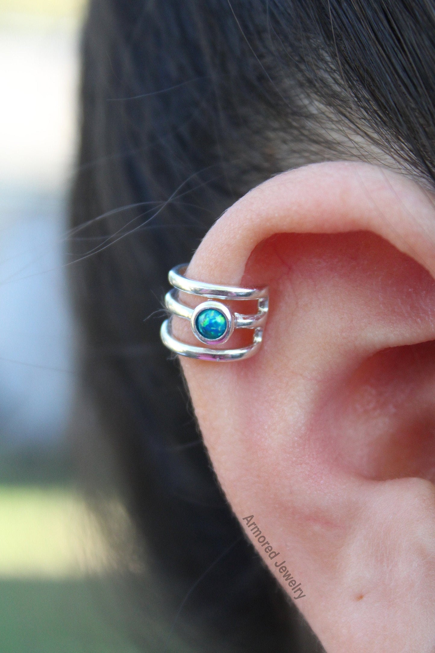 Sterling Silver Opal Ear Cuff