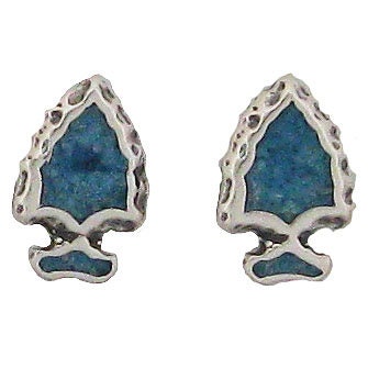 Sterling Silver Turquoise Inlay Arrowhead Post Earrings