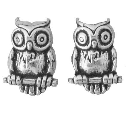 Sterling Silver Owl Post Earrings