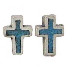 Sterling Silver Turquoise Cross Post Stud Earrings