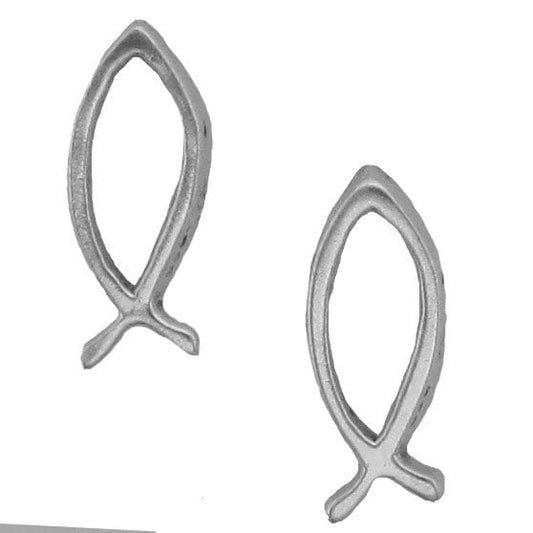 Sterling Silver Christian Fish Post Earrings