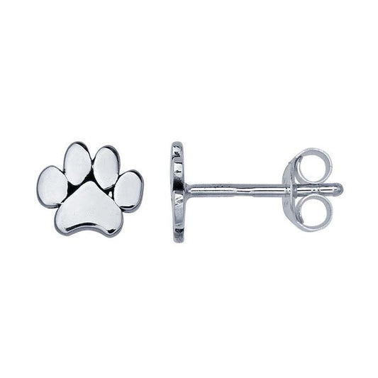 Sterling Silver Pet Paw Post Earrings