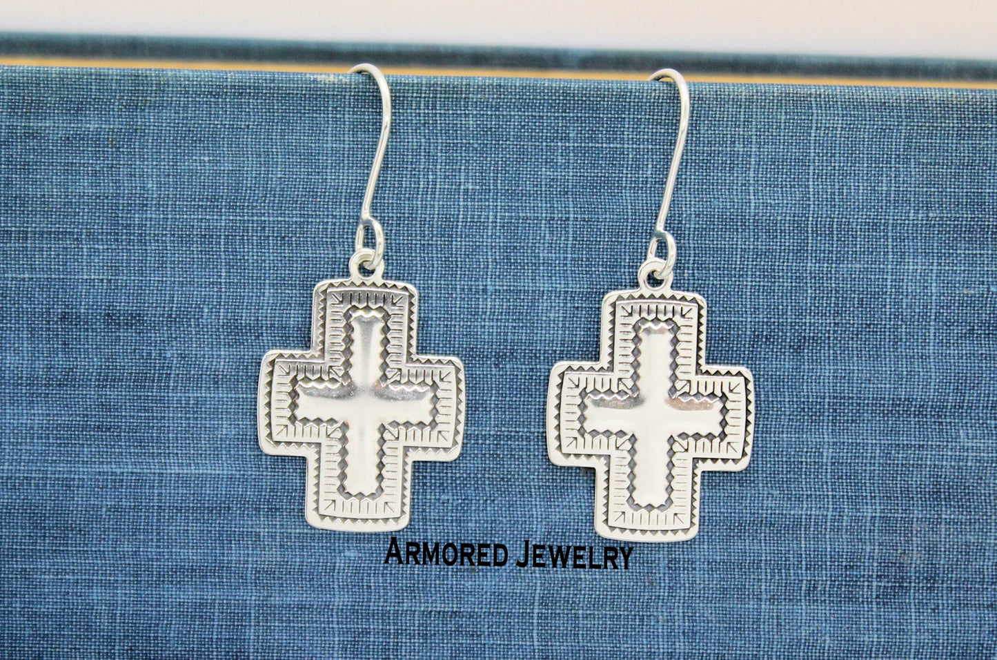 Sterling Silver Southwestern Cross Earrings