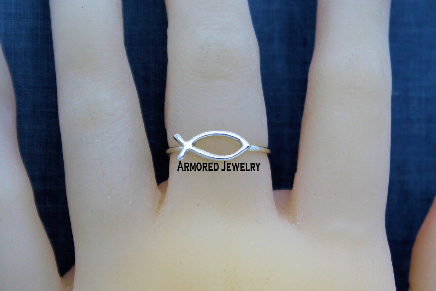 Sterling Silver Christian Fish Ichthys Ring