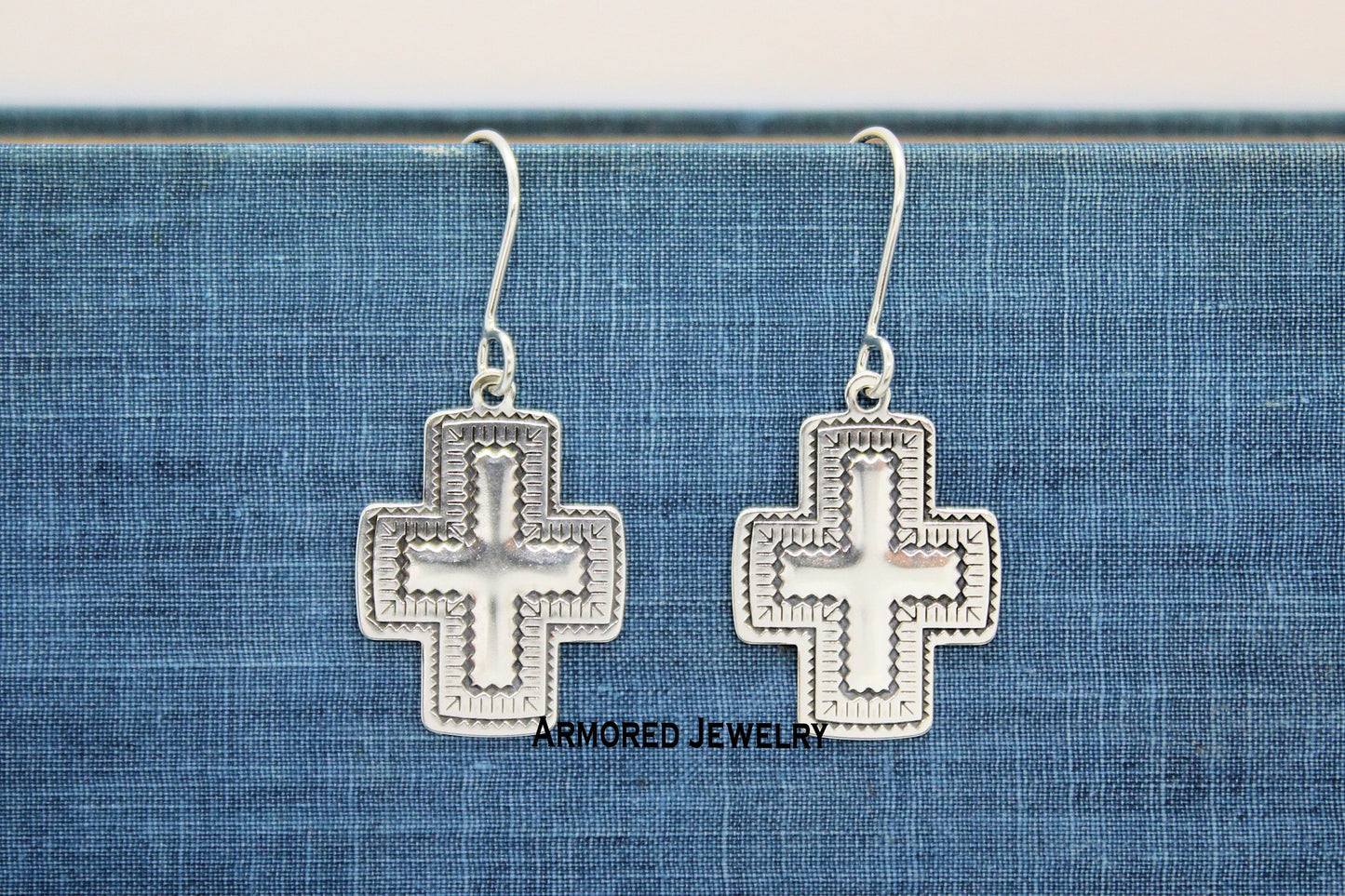 Sterling Silver Southwestern Cross Earrings