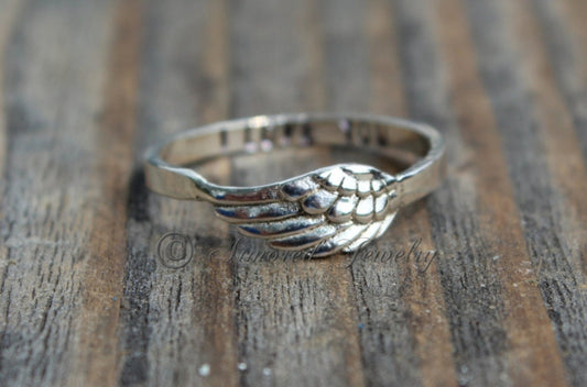 Personalized Customized Sterling Silver Wing 4 Ring