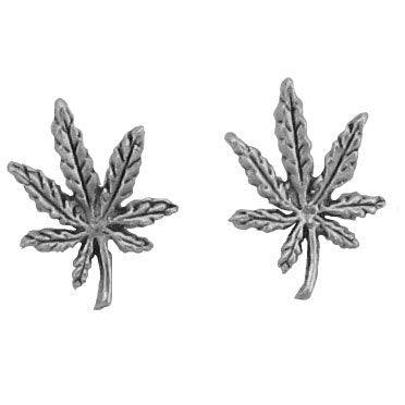 Sterling Silver Cannabis Leaf Weed Stud Earrings